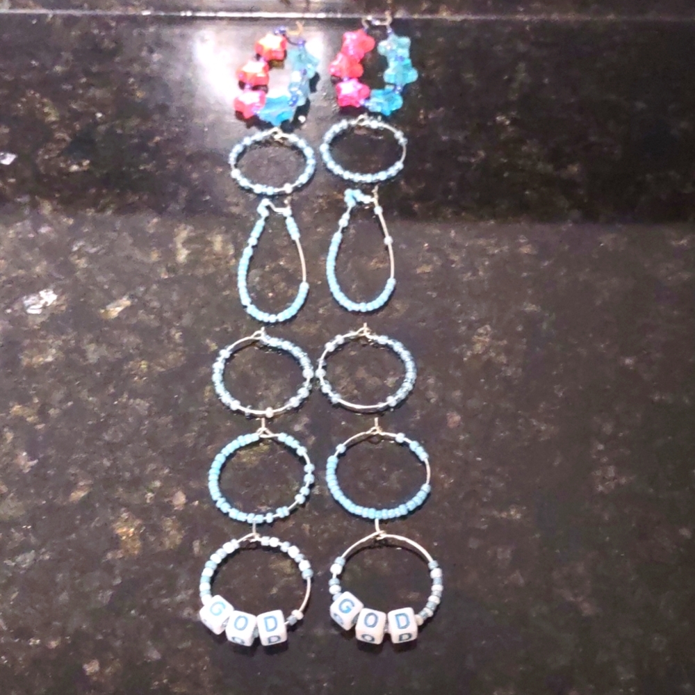 Earring Hoop's Silver Small/Medium 6Ct. Baby Blue
